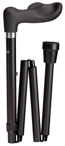 Laska aluminiowa składana Gastrock - DELUXE FISCHER SOFT - czarna satyna - LEWA