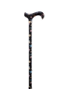 Laska aluminiowa Classic Canes - czarna w kwiaty